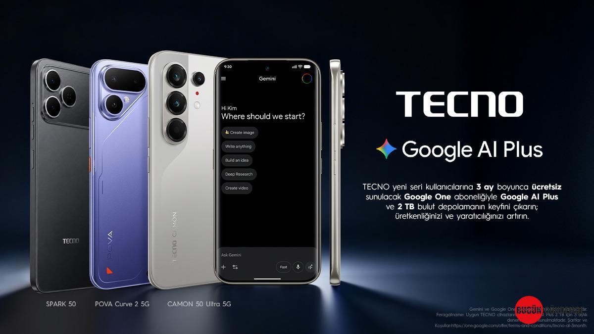 TECNO'dan Akıllı Telefon Alana Bedava Süper Güçlü Yapay Zeka Paketi! Google ile Dev İş Birliği Sonucu Ortaya Çıktı!