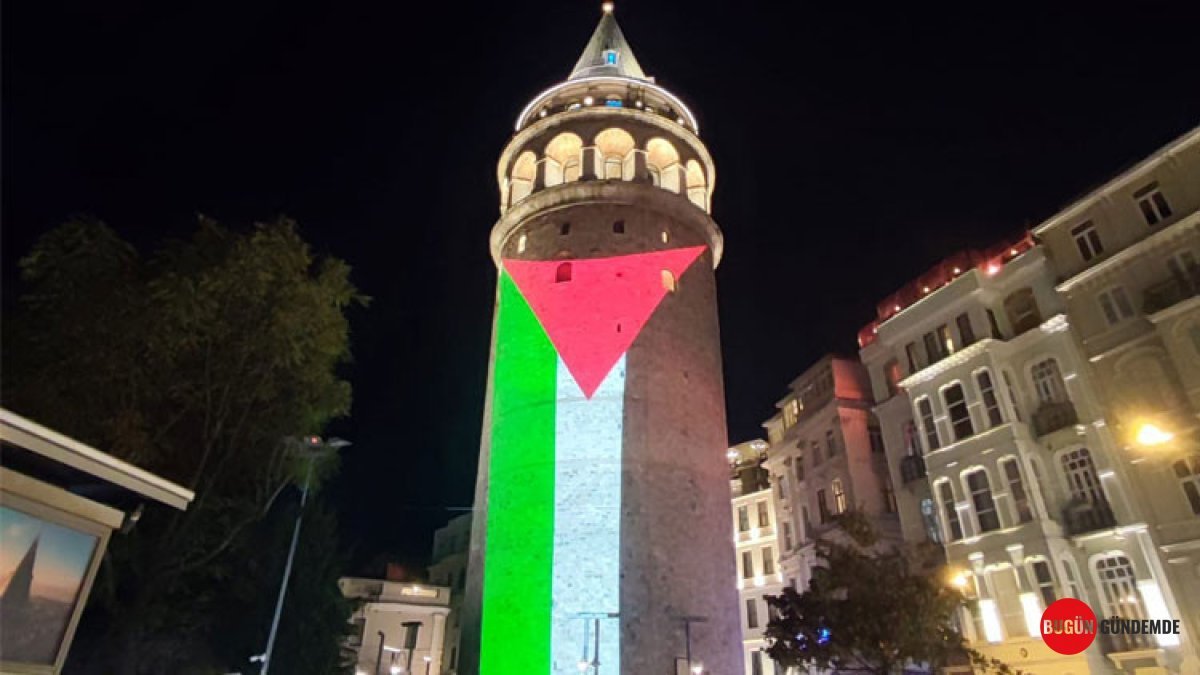 Galata Kulesi'nden Tarihi Mesaj: Filistin İçin Parlayan Işık İstanbul'dan Yükseldi!